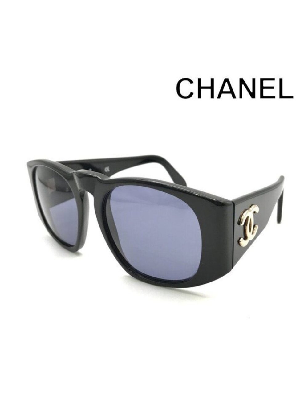 Chanel CC Logo Sunglasses Lens Blue Black Gold Eyewear